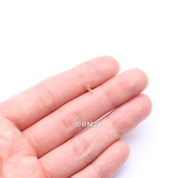 14 Karat Gold Infinity Symbol Top L-Shaped Nose Ring - Picture 2 of 5